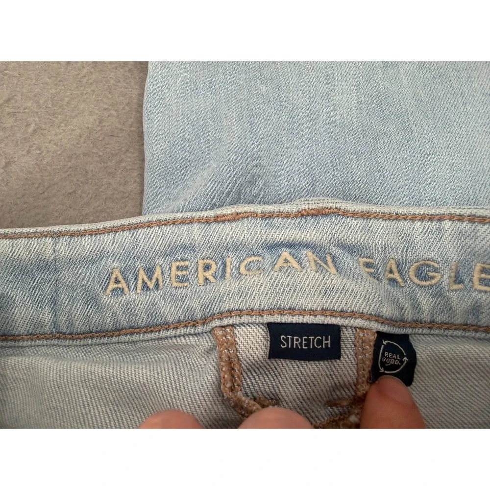 American Eagle Super High Rise Baggy Wide Leg Jeans Women 00 Light Wash Utility* - Picture 13 of 16